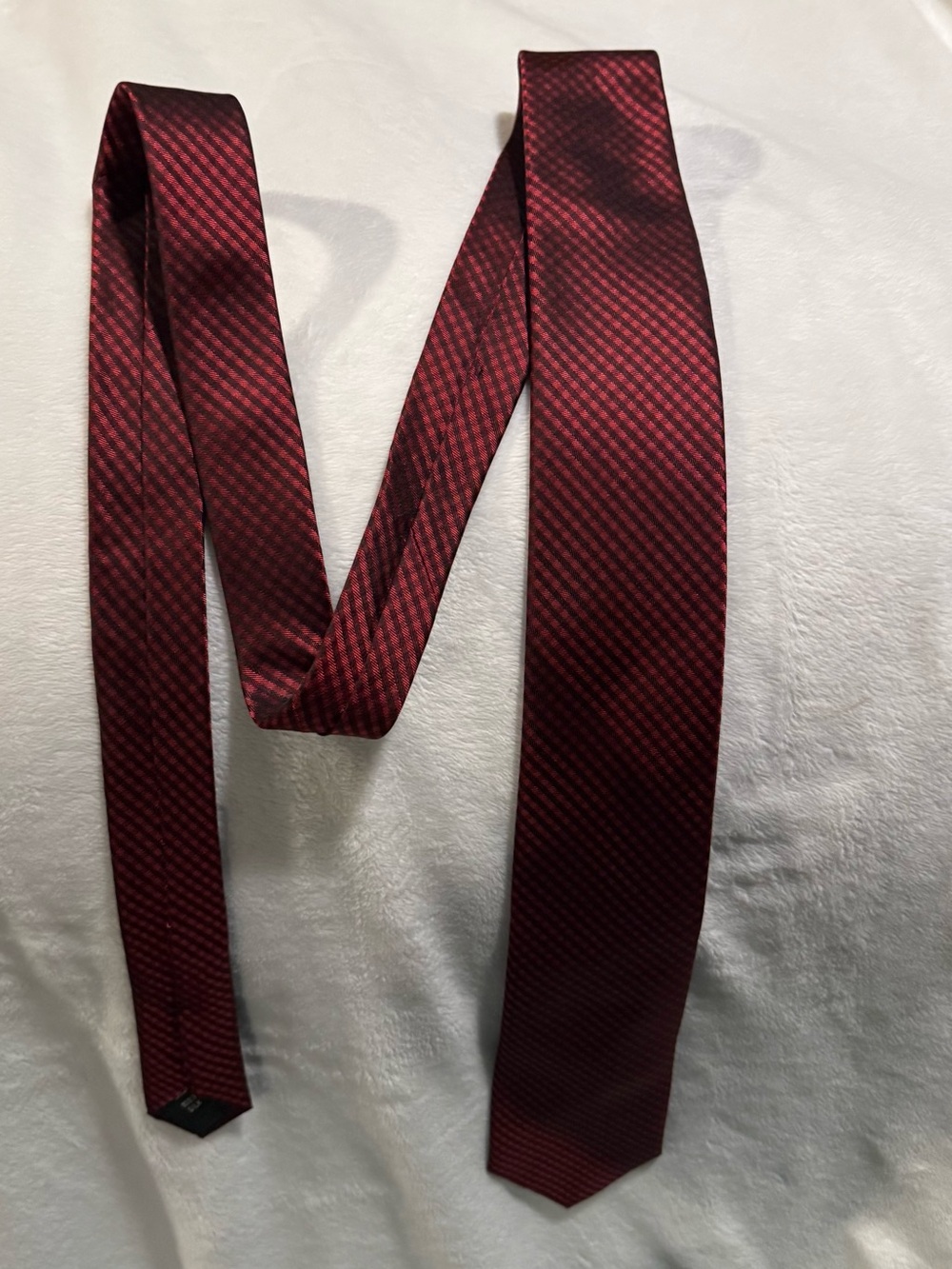 Calvin Klein Burgundy Micro-Check Silk Tie